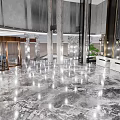 Elegant Modern Hotel Lobby With Polished Marble Floor Green Plant And Sofa Seating