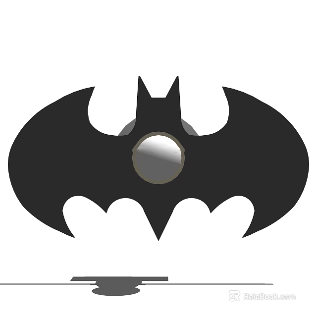 Black Batman Logo Sculpture With Circular Metallic Center And Detailed Design 3d model 