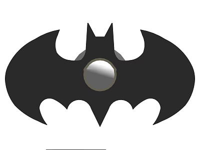 Black Batman Logo Sculpture With Circular Metallic Center And Detailed Design 3d model
