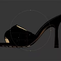 Black Quilted High Heel Sandals with Square Toe and Slim Heel Design