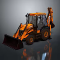 Orange JCB Excavator With Front Bucket Enclosed Cab And Large Wheels Design 3d model