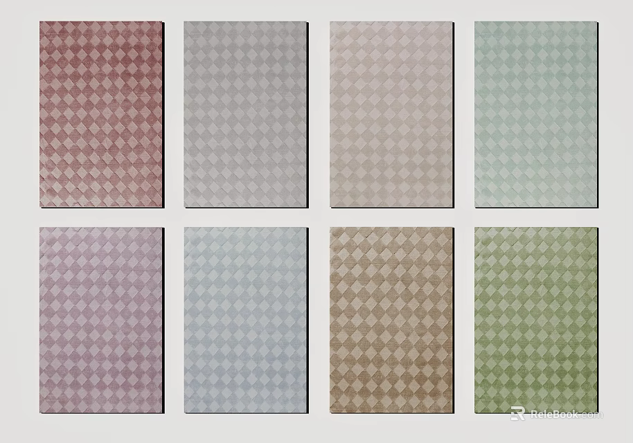 Square Rugs With Diamond Pattern In Multiple Colors For Home Decor 3d model