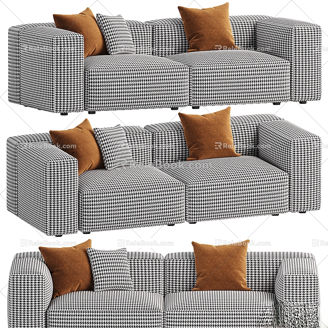 Living room fabric sofa 3d model