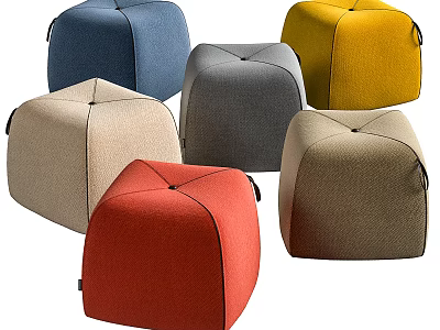 Colorful Upholstered Sofa Stools With Various Colors And Square Design 3d model