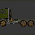 Green Heavy Duty Truck Chassis With Muddy Body And Yellow Wheels