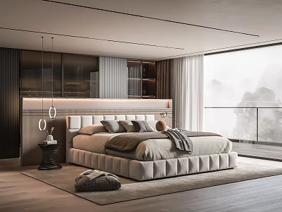 Modern Double Bed Double Bed Combination 3d model