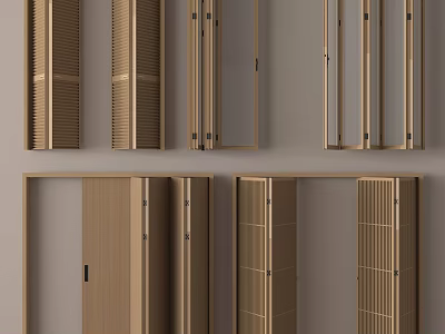 Modern Interior Folding Doors With Sleek Wooden Panel And Space Saving Design 3d model