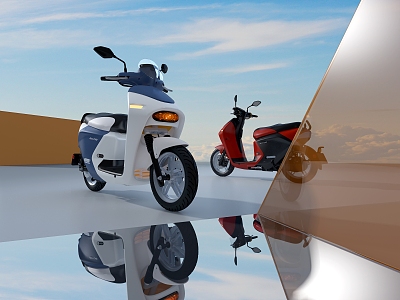 Electric motorcycle e-commerce booth 3d model