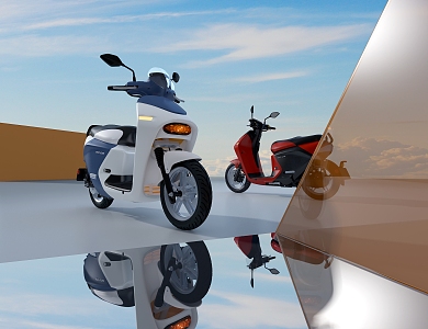 Electric motorcycle e-commerce booth 3d model