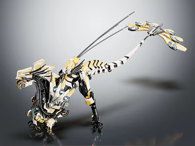 Modern robot Velociraptor mechanical dinosaur 3d model