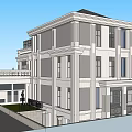 Elegant Detached Villa Featuring White Exterior Columns Balconies And Large Windows