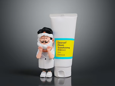 Cartoon Figure With White Headscarf Next To Taylor's Boots Classic Shaving Cream 3d model
