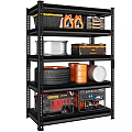 Heavy Duty Multi Tier Garage Storage Shelf With Tire Toolbox Oil Cans And Generator