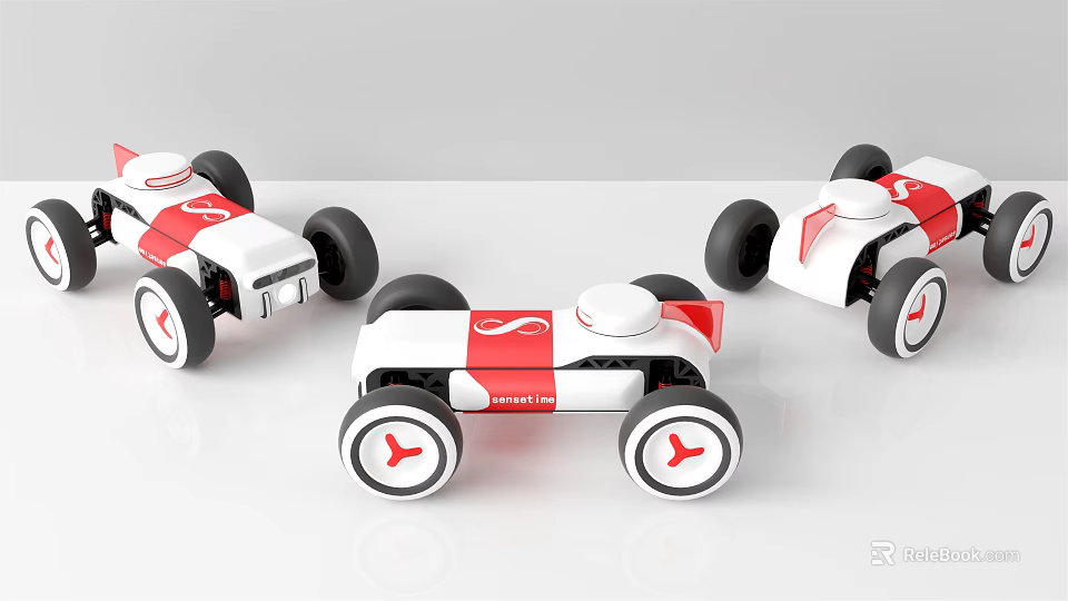 Stylish Red And White Electric Racing Toy Cars With Modern Design For Kids Play 3d model 