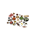 Colorful Fresh Assorted Food With Fruits Vegetables Nuts And Snacks On Bowls And Plates