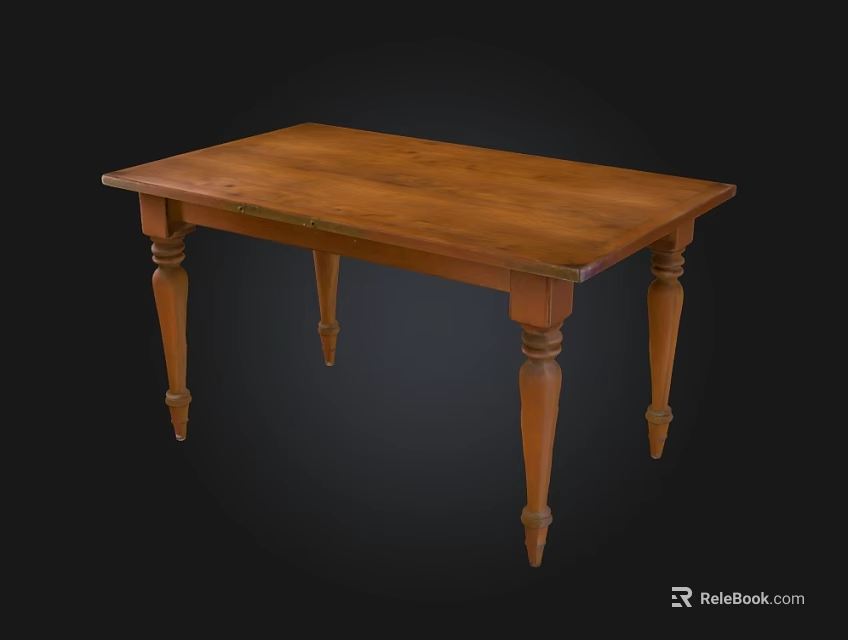 Solid Wood Rectangular Dining Table With Elegant Carved Legs Design 3d model 