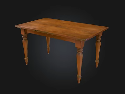 Solid Wood Rectangular Dining Table With Elegant Carved Legs Design 3d model