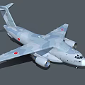 Camouflage Painted Military Transport Aircraft With Twin Engines And Red Wing Insignia