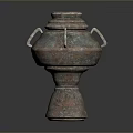 Metallic Two Handled Sculpture With Textured Surface And Classical Base Design