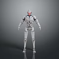 Sleek White Red Robot Game Movie Character With Mechanical Design And Standing Pose