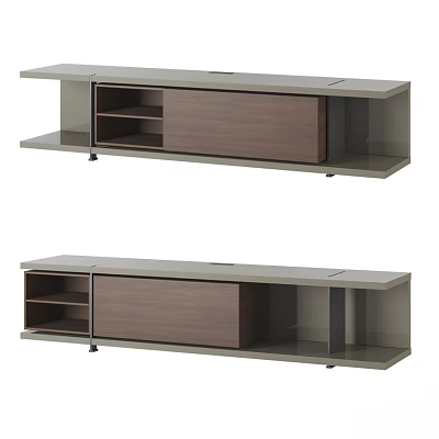 Modern TV Stand With Wooden Panel Open Shelves And Storage Drawer For Living Room 3d model