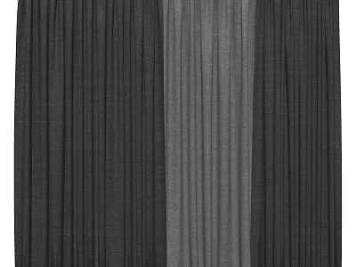 Stylish Pleated Curtains Dark And Light Gray Fabric For Modern Home Interior Decor 3d model