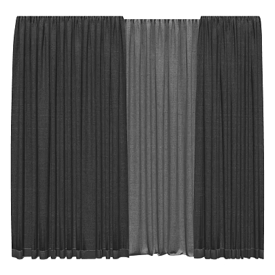 Stylish Pleated Curtains Dark And Light Gray Fabric For Modern Home Interior Decor 3d model