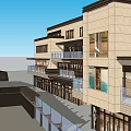 Commercial Street With Modern Multi Storey Buildings Balconies And Glass Railings