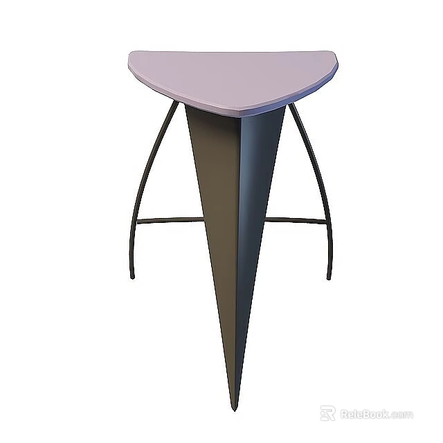 Modern Purple Conical Stool With Metal Frame And Fan Shaped Seat 3d model 