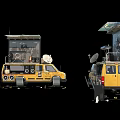 Yellow Modified Car With Satellite Dish And Roof Mounted Equipment