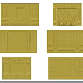 Different Yellow Background Wall Designs With Ornate Patterns And Decorative Details 3d model