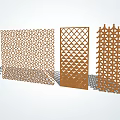 Decorative Perforated Screen Wall with Various Geometric Patterns in Brown for Modern Exterior 3d model