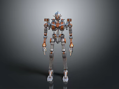 Sci Fi Game Movie Character Robot With Metallic Orange And Silver Armor Design 3d model