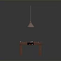 Wooden Billiard Table Interior With Three Hanging Lights And Billiard Balls