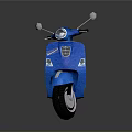 Elegant Blue Scooter With Black Seat And Classic Design Features