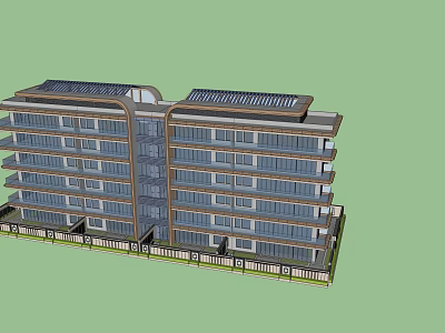 Multi Storey Apartment Building With Modern Exterior Design Balconies And Roof Structure 3d model