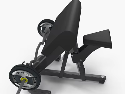 Black Fitness Training Bench Equipment With Yellow Center Weight Plates For Strength 3d model