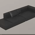 Black Leather Modern Sectional Sofa With Comfortable Cushions And Modular Design 3d model