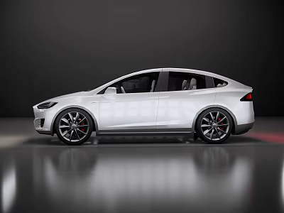 White Modern SUV With Sleek Design Large Alloy Wheels Black Windows And Shiny Reflective Floor 3d model
