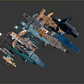 Various Colored Sharks Displayed in Layered Arrangement on Gray Background