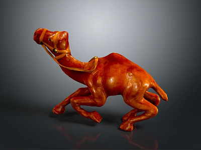Running Camel Sculpture with Reddish Glossy Finish and Smooth Texture 3d model