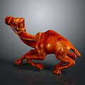 Running Camel Sculpture with Reddish Glossy Finish and Smooth Texture 3d model