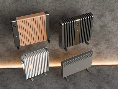 Modern Heating Radiators With Various Designs And Multiple Colors For Home Heating 3d model