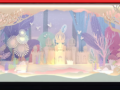 Modern Window Fantasy Cartoon Forest Window Display 3d model