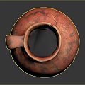 Hand Carved Ceramic Sculpture With Red Purple Glaze And Curved Handle Artistic Design
