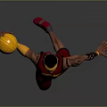 Man Playing Basketball in Red Jersey Number 23 Running With Yellow Ball