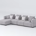L shaped Light Gray Sofa Set with Multiple Decorative Cushions and Modern Style Design 3d model