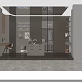 Modern Walk in Closet Interior With Open Shelving Hanging Rods And Dresser Drawers