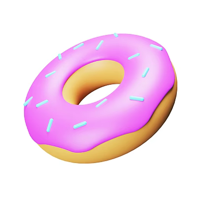 Delicious Round Donut With Pink Frosting And Blue Sprinkles On Top 3d model