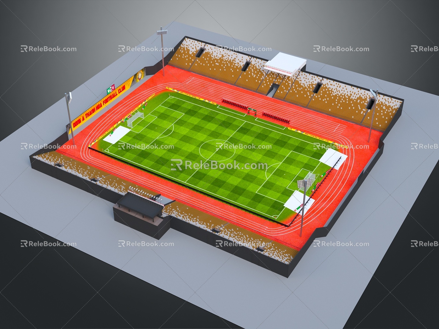 Modern Football Field Football Field Stadium Sports Ground 3d model